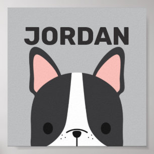 Cute French Bulldog with Personalised Name Poster