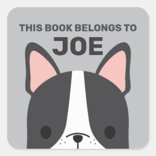 Cute French Bulldog with Personalised Name Square Sticker