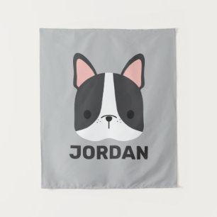 Cute French Bulldog with Personalised Name Tapestr Tapestry