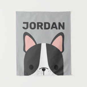 Cute French Bulldog with Personalised Name Tapestr Tapestry