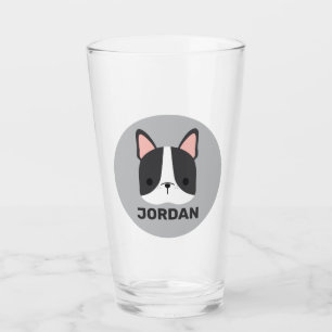 Cute French Bulldog with Personalized Name Glass