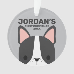 Cute French Bulldog with Personalized Name Ornament