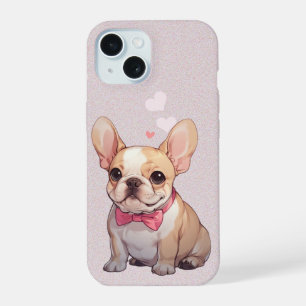 Cute French Bulldog with pink bowtie iPhone 15 Case