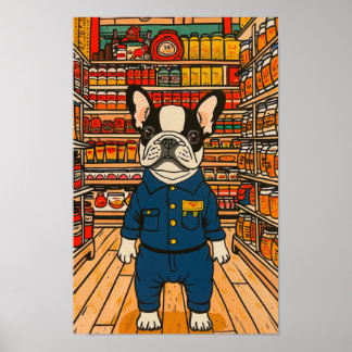 Cute French Bulldog Working Hard Poster