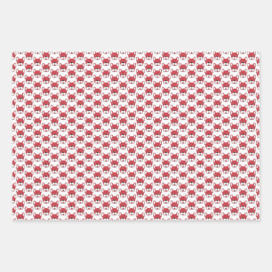 Cute French Bulldogs Animated Pets Red White Black Wrapping Paper Sheet