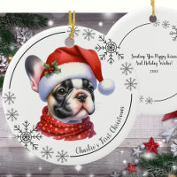 Cute French Bulldog's First Christmas