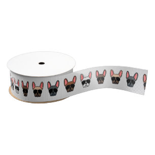 Cute French Bulldogs Frenchie Pattern Grosgrain Grosgrain Ribbon