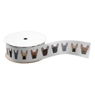 Cute French Bulldogs Frenchie Pattern Grosgrain Ribbon