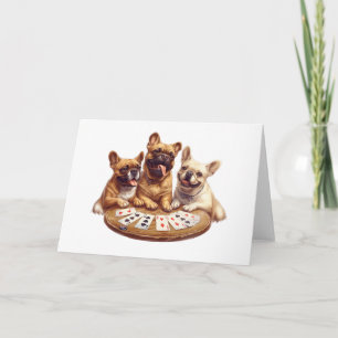Cute French Bulldogs Playing Cards