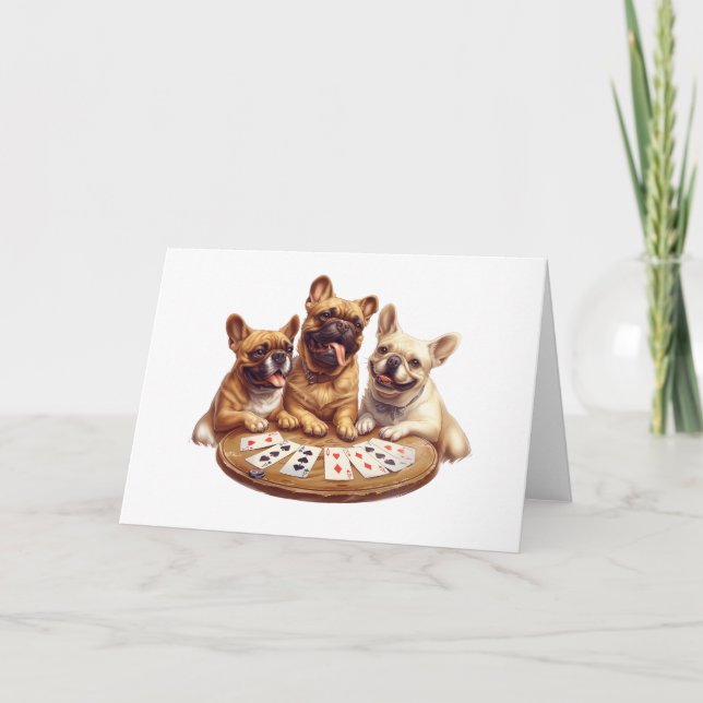 Cute French Bulldogs Playing Cards (Front)