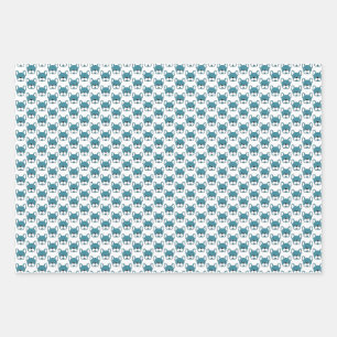 Cute French Bulldogs Portrait Design Teal  Wrapping Paper Sheet