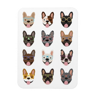 Cute French Bulldogs Wearing Glasses Magnet