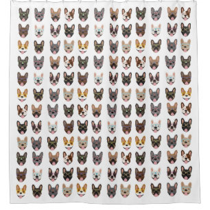 Cute French Bulldogs Wearing Glasses Shower Curtain