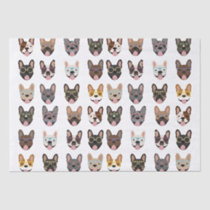 Cute French Bulldogs Wearing Glasses Tissue Paper