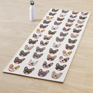 Cute French Bulldogs Wearing Glasses Yoga Mat