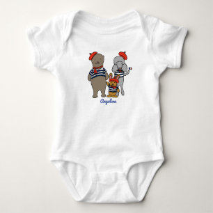 Cute French Cartoon Animals Personalised Baby Bodysuit