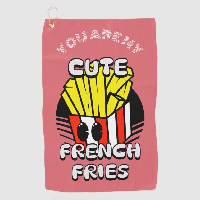 Cute French Fries, Fry-Day personalise valentine Golf Towel (Front)