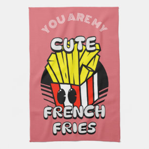 Cute French Fries, Fry-Day personalise valentine Tea Towel