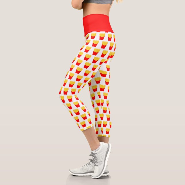 Cute French Fries Pattern Capri Leggings (Left)