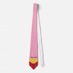 cute french fry with pink background tie