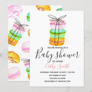 Cute french macaron baby shower invite