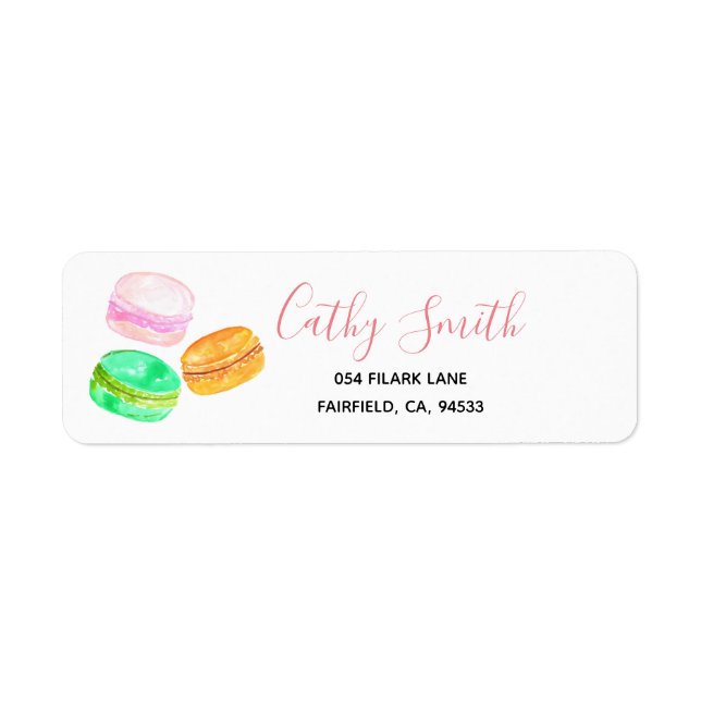 Cute french macaron return address label (Front)