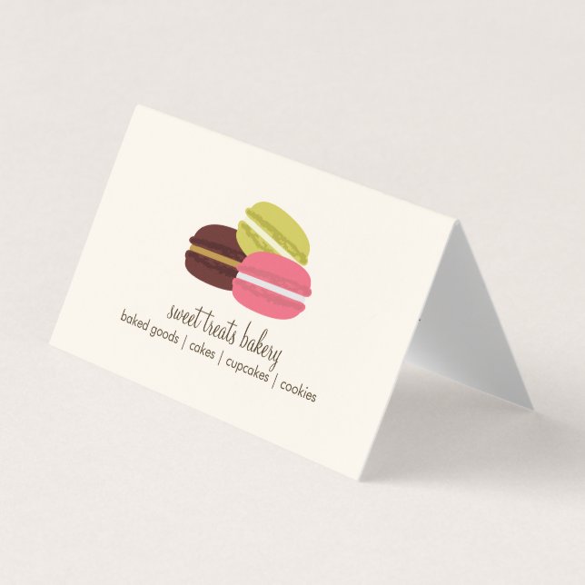 Cute French Macarons Bakery or Cafe Business Card (Front)