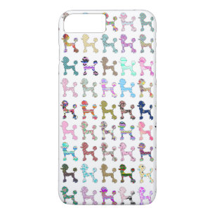 Cute French Poodle Girly Whimsical Chevron Pattern iPhone 8 Plus/7 Plus Case