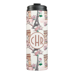 Cute French Theme Monogram   France Landmarks Thermal Tumbler
