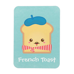 cute French toast with blue beret hat Magnet