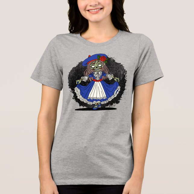 Cute French Zombie Tri-Blend Shirt (Front)