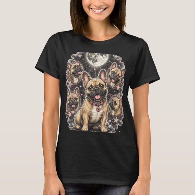 Cute Frenchie Dog Lover Celestial T-Shirt (Front)