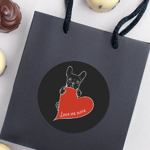 Cute Frenchie Dog with a Red Heart Classic Round Sticker