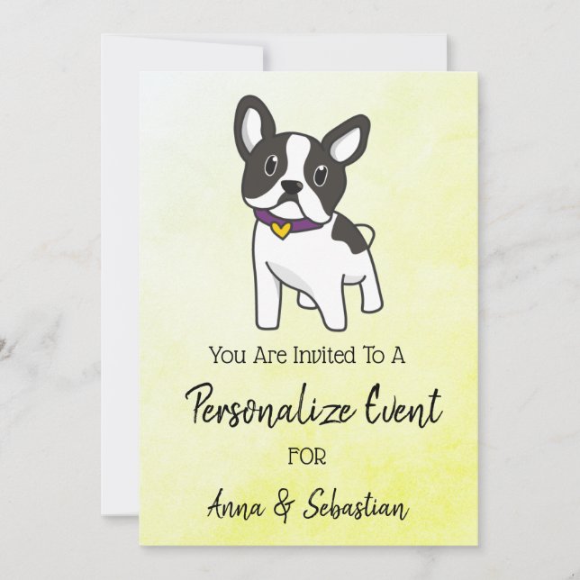 *~* Cute Frenchie French Bulldog Event Invitation (Front)