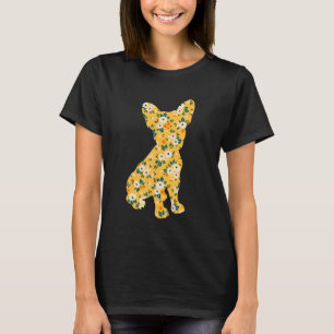 Cute Frenchie Mom Flower Floral Silhouette Dog Bre T-Shirt
