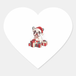 Cute Frenchie Santa Hat Funny Christmas French Bul Heart Sticker