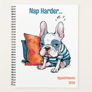 cute Frenchy pet dog, dressed animal, Funny  Planner