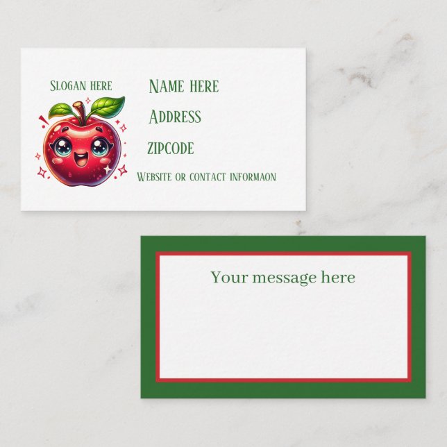 Cute fresh apple vendors  business card (Front/Back)