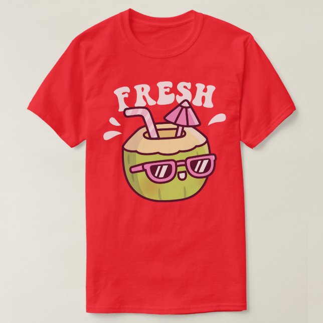 Cute Fresh Coconut Water Umbrella T-Shirt (Design Front)