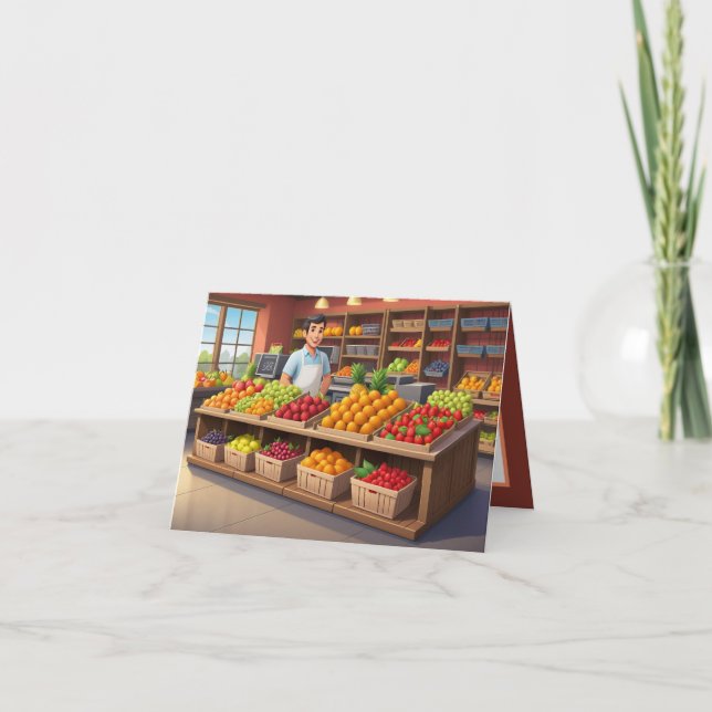 Cute fresh fruit vendors customisable  card (Front)