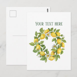 Cute fresh lemon customisable  postcard