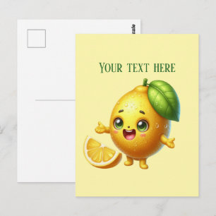 Cute fresh lemon customisable postcard