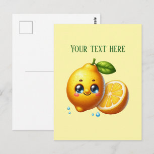 Cute fresh lemon customisable  postcard