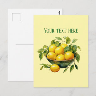 Cute fresh lemon customisable postcard