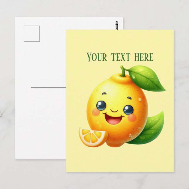 Cute fresh lemon customisable postcard (Front/Back)