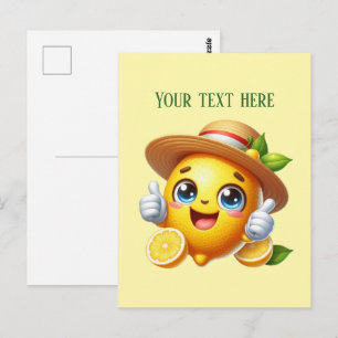 Cute fresh lemon customisable  postcard
