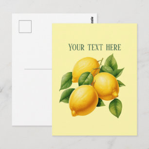 Cute fresh lemon customizable  postcard