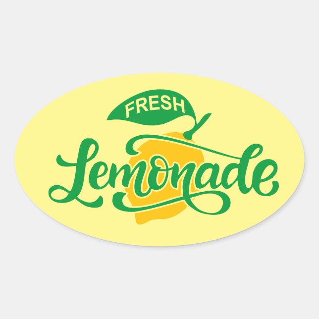 Cute fresh lemonade word art oval sticker (Front)