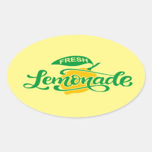 Cute fresh lemonade word art oval sticker