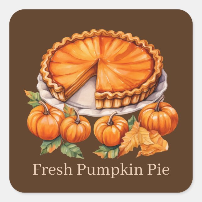 cute fresh pumpkin pie vendors  square sticker (Front)